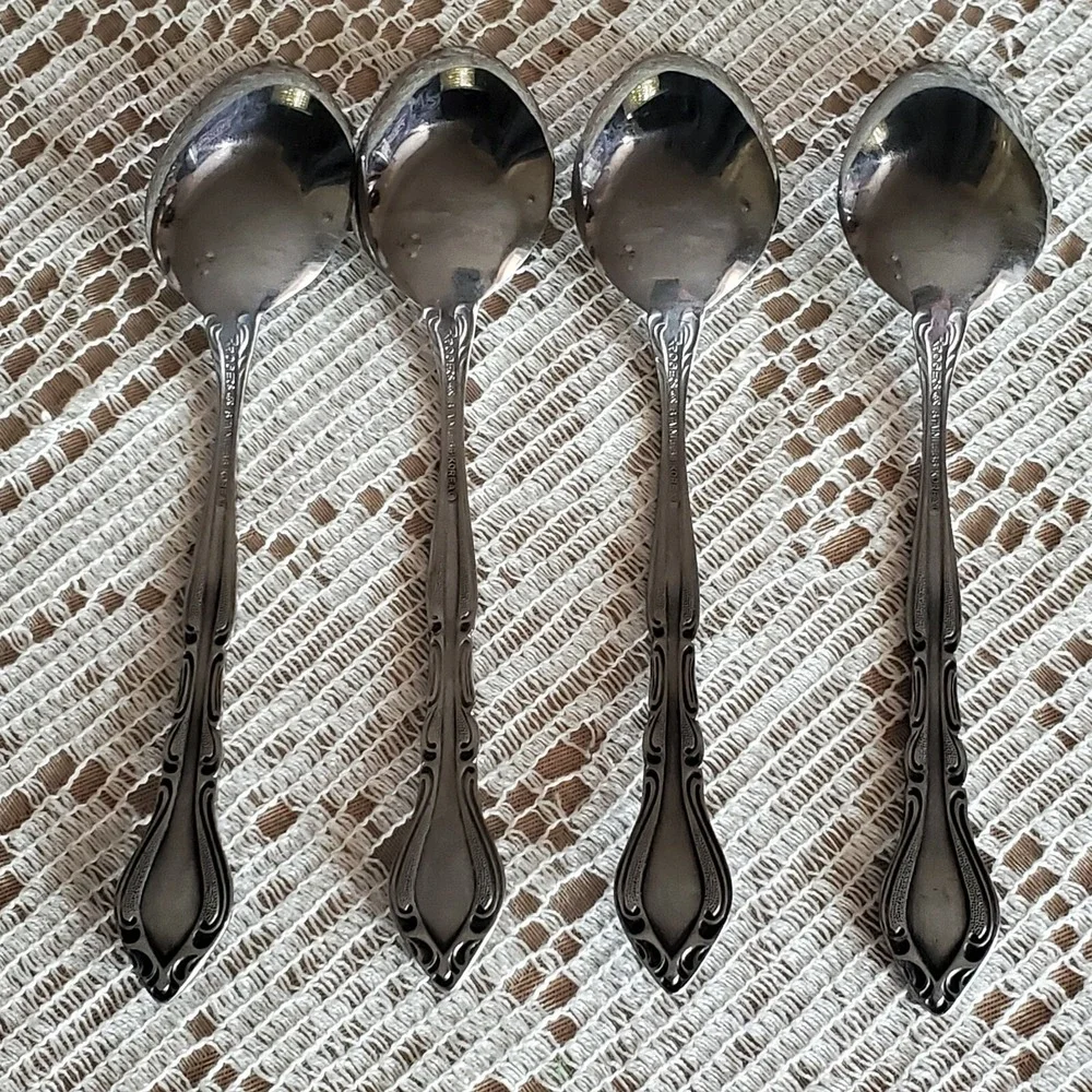 Vtg Rogers Korea Auberge Stanley Roberts Stainless Flatware Set of 4 Teaspoons
